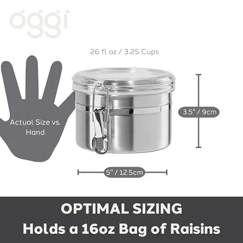 Oggi Stainless Steel Kitchen Canister 26 fl oz | Airtight Food Storage Container with See-Thru Lid thumbnail 5