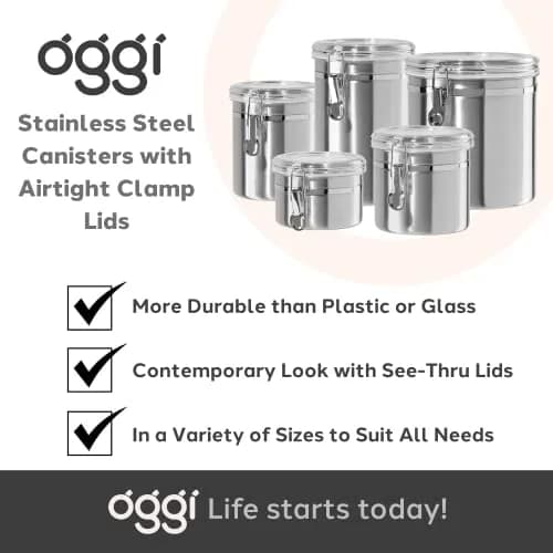 Oggi Stainless Steel Kitchen Canister 26 fl oz | Airtight Food Storage Container with See-Thru Lid thumbnail 7
