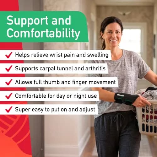 MUELLER Sports Medicine Green Fitted Wrist Brace for Men & Women | Carpal Tunnel & Tendonitis Support, Large/X-Large thumbnail 4