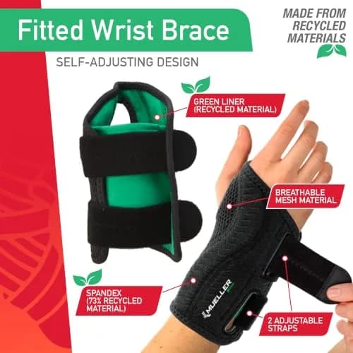 MUELLER Sports Medicine Green Fitted Wrist Brace for Men & Women | Carpal Tunnel & Tendonitis Support, Large/X-Large thumbnail 3