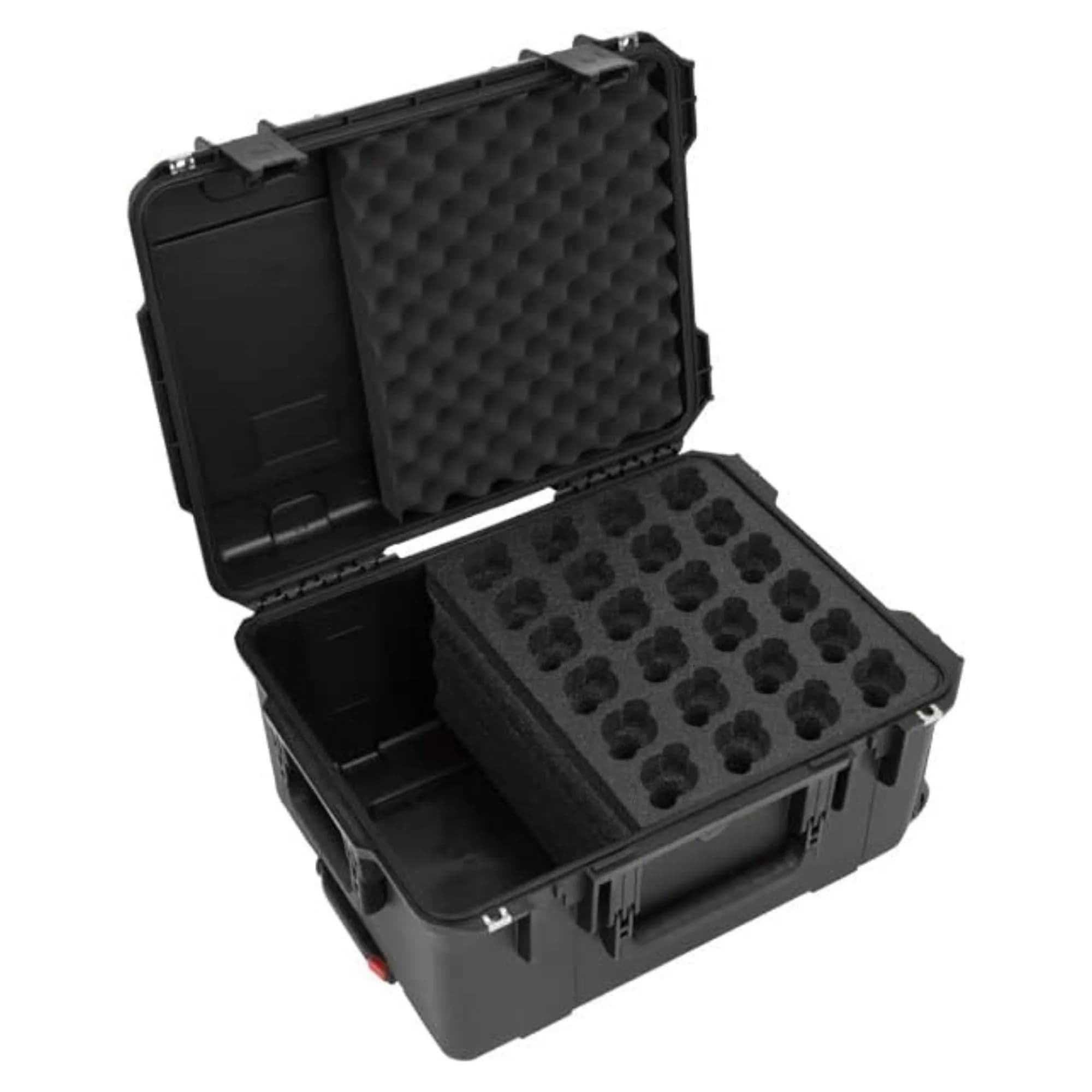 SKB iSeries Waterproof Microphone Hard Case with 3-Slot Foam Interior | Protects Mics Up to 8.5-inch Long — 24 Mic