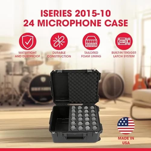 SKB Injection Molded Case w/Foam for 24 Mics | Waterproof, Heavy-Duty, Portable thumbnail 2