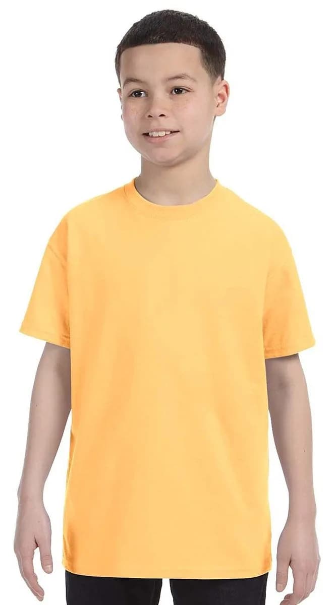 Gildan Heavy Cotton Youth T-Shirt 153 g (5.3 oz) Yellow Haze | Classic Fit Crew Neck Tee - main product image