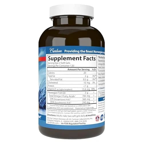 Carlson Fish Oil 700 mg Omega-3 Lemon | Heart, Brain & Joint Support (70-120 chars) thumbnail 7