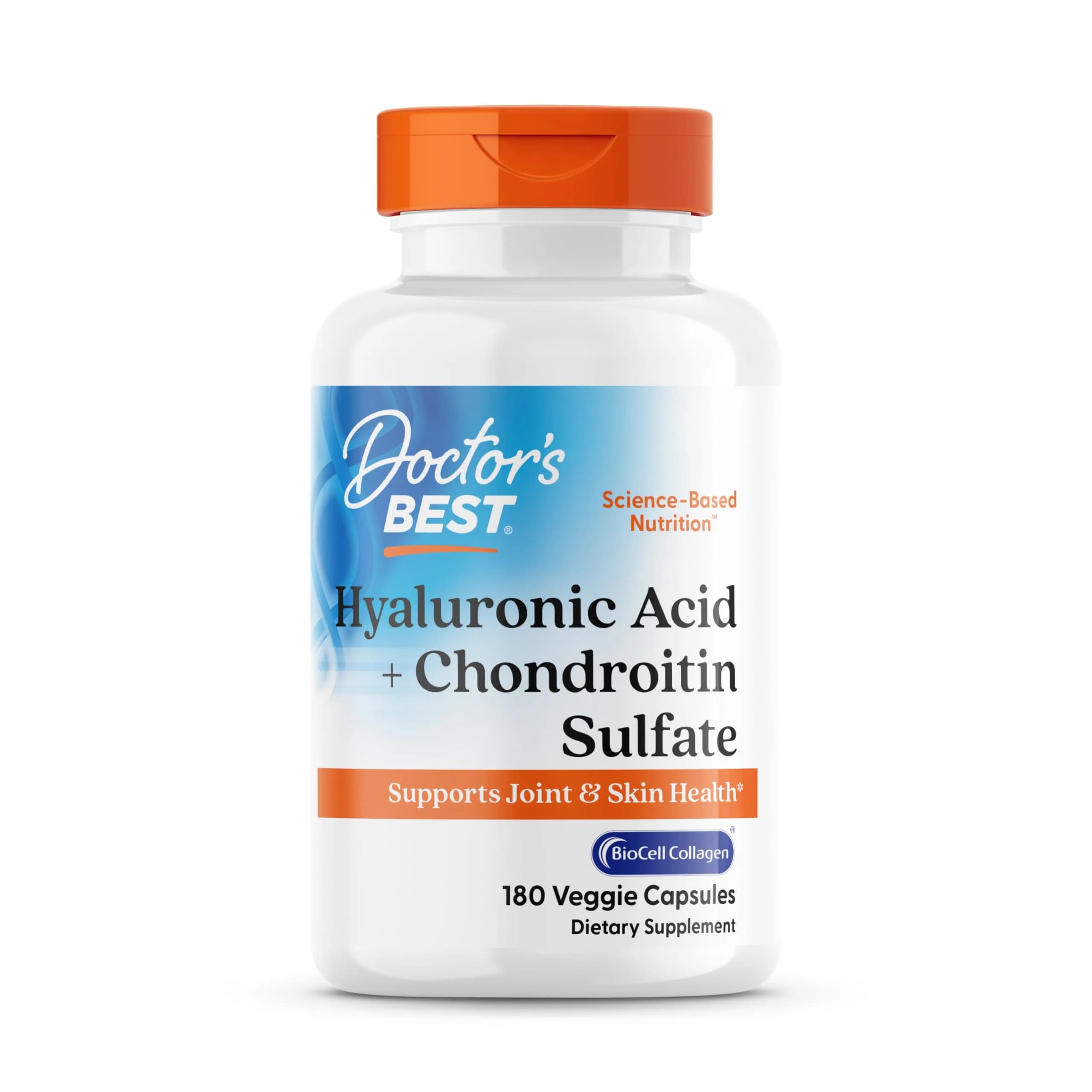 Doctor's BEST Hyaluronic Acid + Chondroitin Sulfate, 180 Veggie Capsules | Supports Skin & Joint Health - main product image