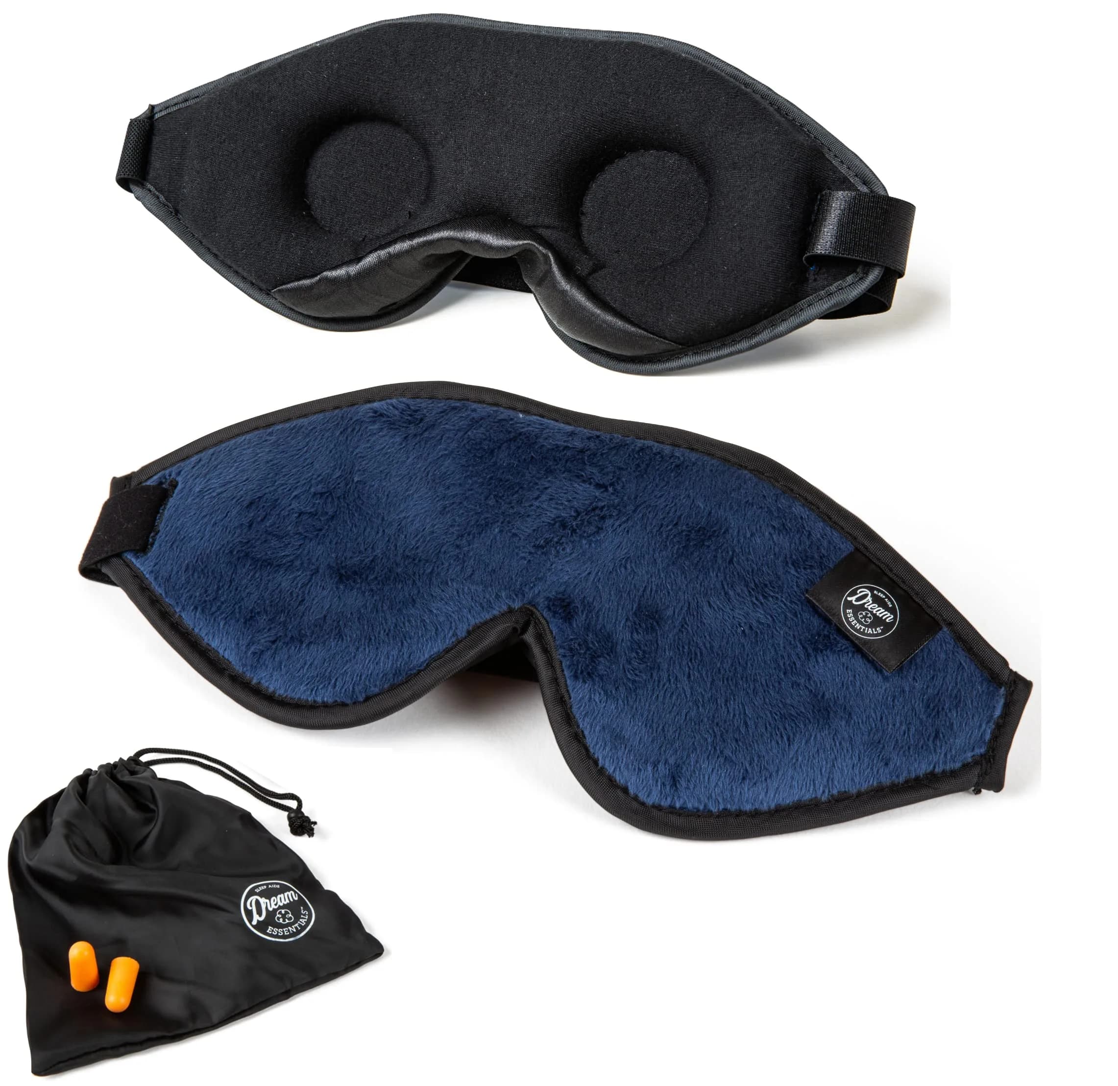 Dream Essentials Escape 3D Sleep Mask, Earplugs & Pouch | Contoured Light Block, Memory Foam, Navy Blue - main product image