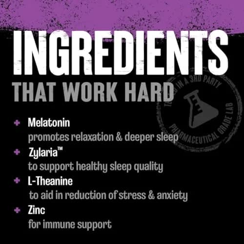 Animal PM Sleep Aid for Adults 30 Count | Non-Habit Forming Relaxation with Melatonin, L-Theanine, Zinc, Magnesium, GABA thumbnail 4