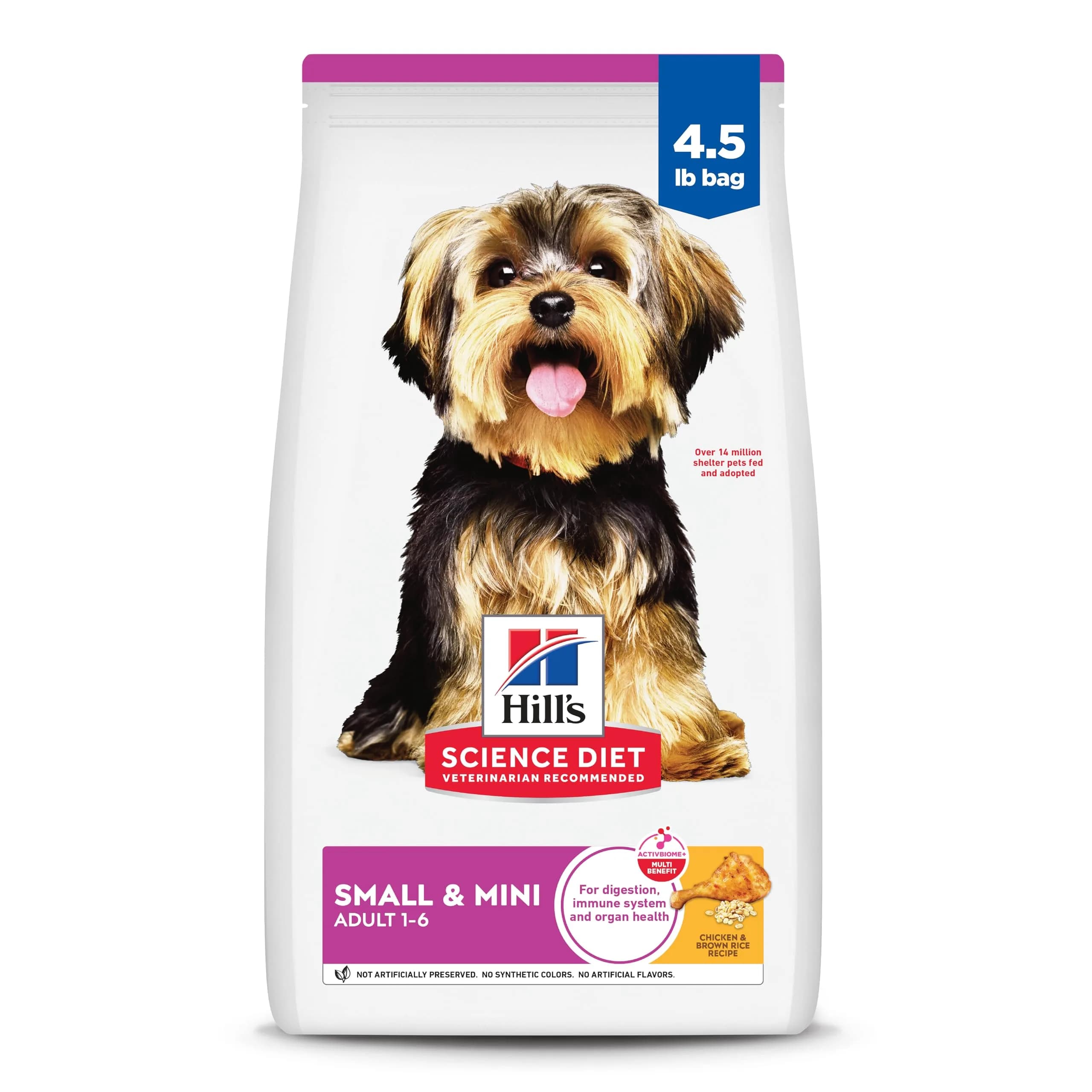 Hill's Science Diet Adult 1-6 Small & Mini Dry Dog Food, Chicken & Brown Rice, 2.04 kg (4.5 lb) | Veterinarian Recommended