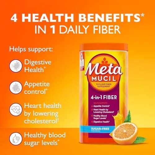 Metamucil Sugar-Free Orange Psyllium Husk Fiber Powder 180 Servings (180 tsp) thumbnail 2