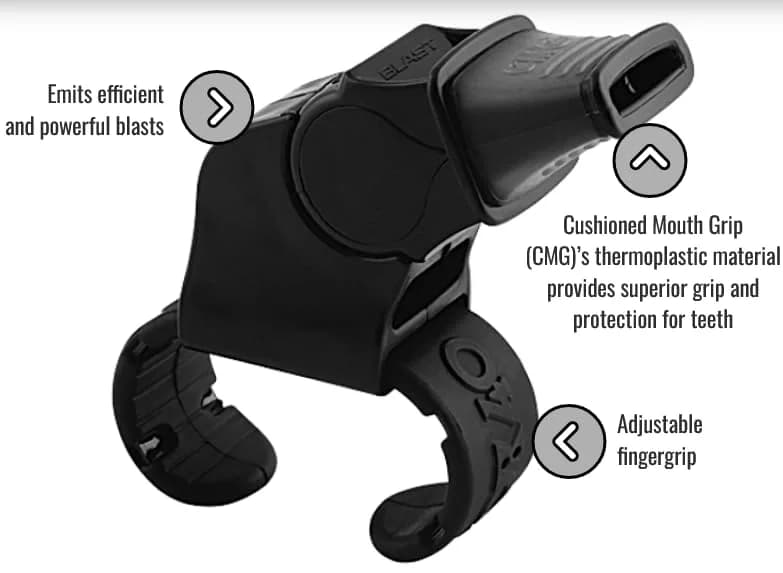Fox 40 Sonik Blast CMG Fingergrip Pealess Whistle - Black | Loud 120+ dB Signal for Large Crowds thumbnail 4