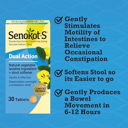 Senokot Stool Softener 30 Tablets | Gentle Overnight Relief for Occasional Constipation thumbnail 2