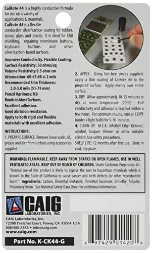 CAIG LABORATORIES CaiKote 44 Conductive Silver/Carbon Coating 1/8 Oz | Surface Contact Enhancer thumbnail 2