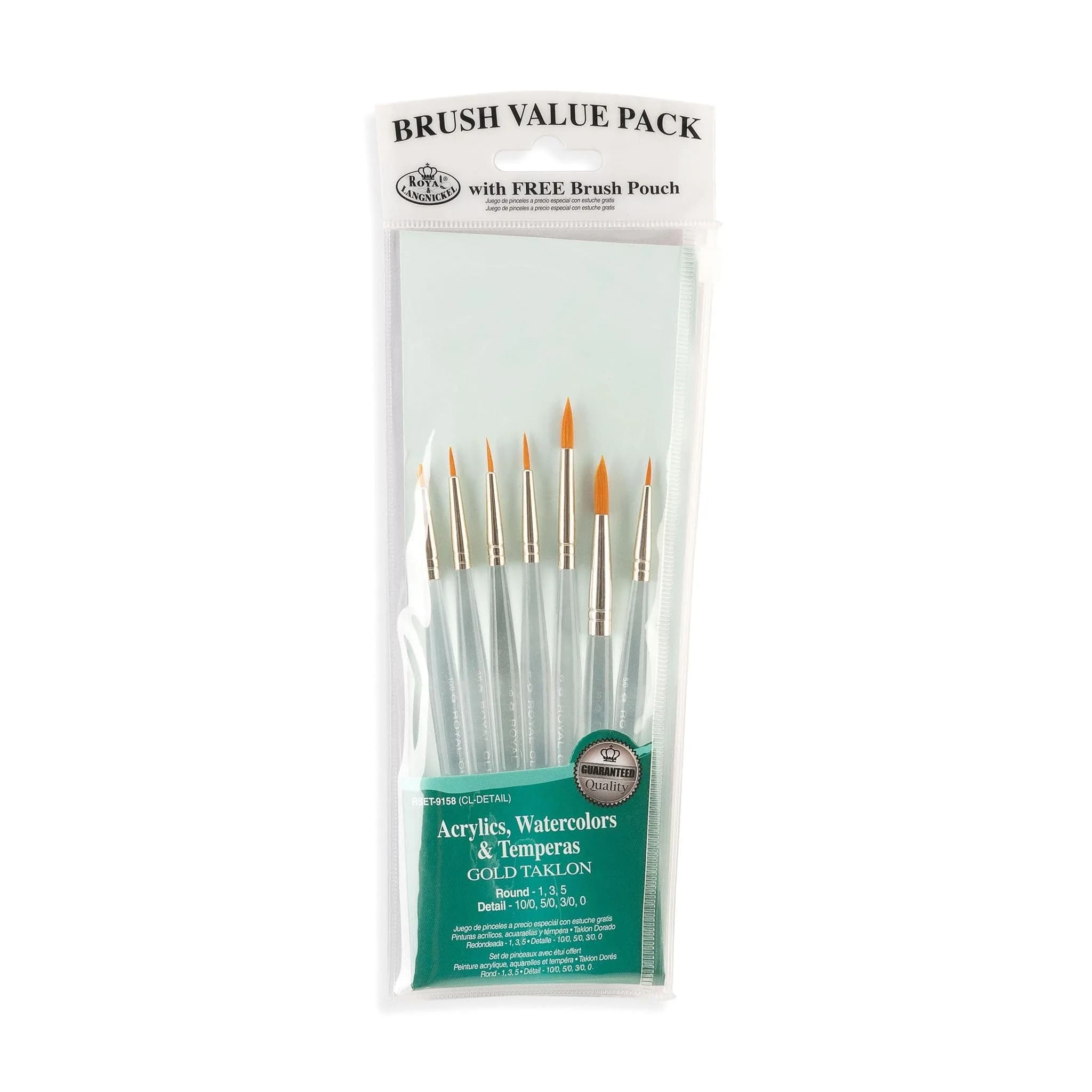 Royal & Langnickel Paint Brush Set 7-Piece | Gold Taklon Detail & Acrylic Handles - main product image