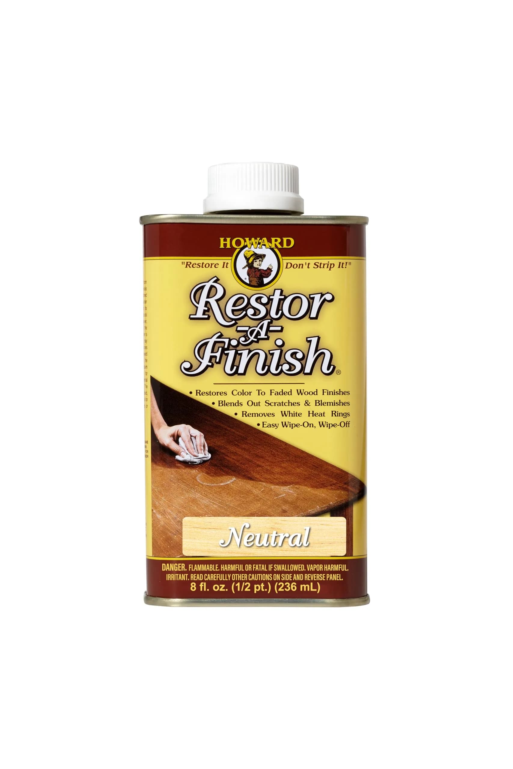 Howard Restor-A-Finish Neutral 8 oz | Wood Finish Restorer & Blemish Blending - main product image