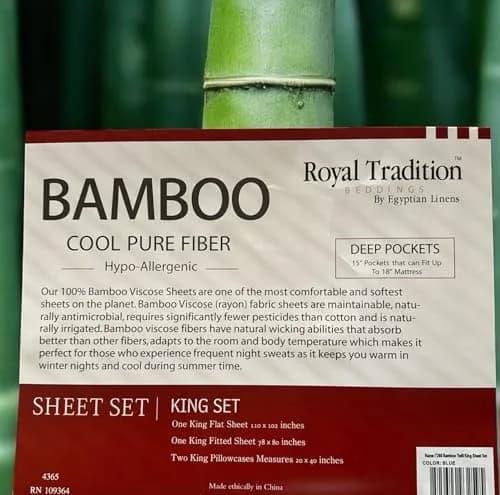 Royal Tradition Viscose from Bamboo King Cooling Sheet Set | Ultra-Soft, Temperature-Regulating Bedding (70-120c) thumbnail 7