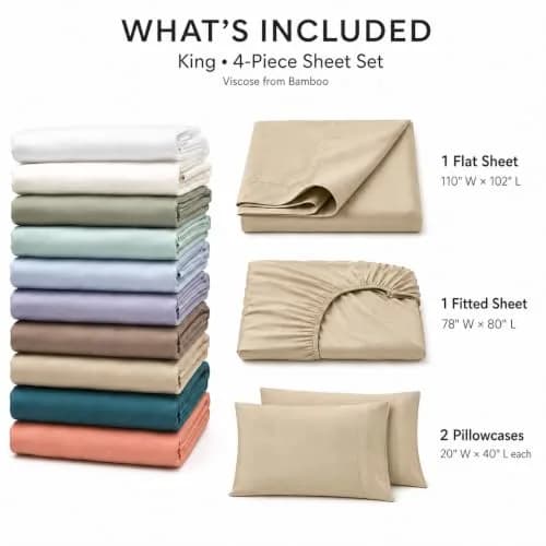 Royal Tradition Viscose from Bamboo King Cooling Sheet Set | Ultra-Soft, Temperature-Regulating Bedding (70-120c) thumbnail 5