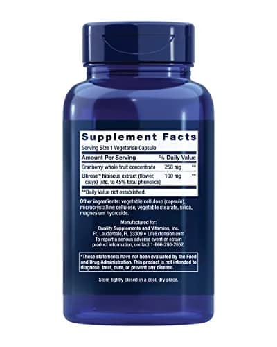 Life Extension Optimized Cran-Max® Cranberry Whole Fruit Concentrate with Hibiscus Extract 60 Capsules | Supports Female Urinary Tract Health thumbnail 2