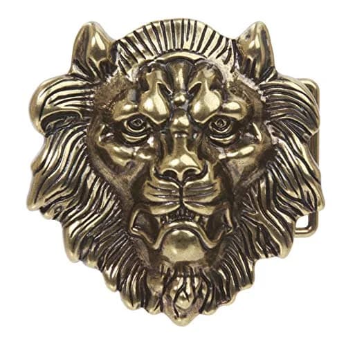Beltiscool Lion Belt Buckle Brass Vintage Style, 8.9 cm (3.5") X 8.3 cm (3.25") thumbnail 1