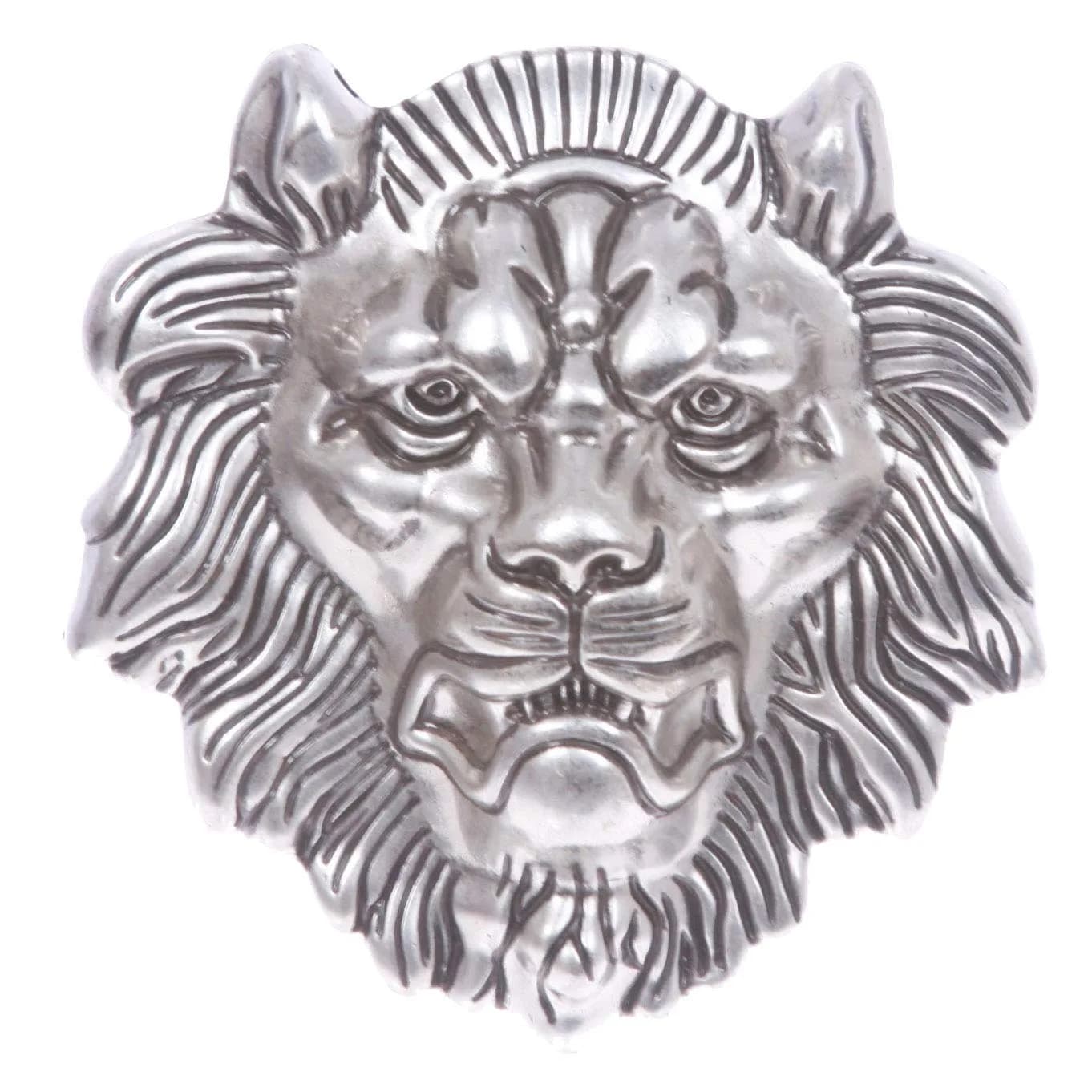 Beltiscool Lion Belt Buckle Silver, 8.3cm (3.25") X 8.9cm (3.5") | Standard Swivel Back - main product image