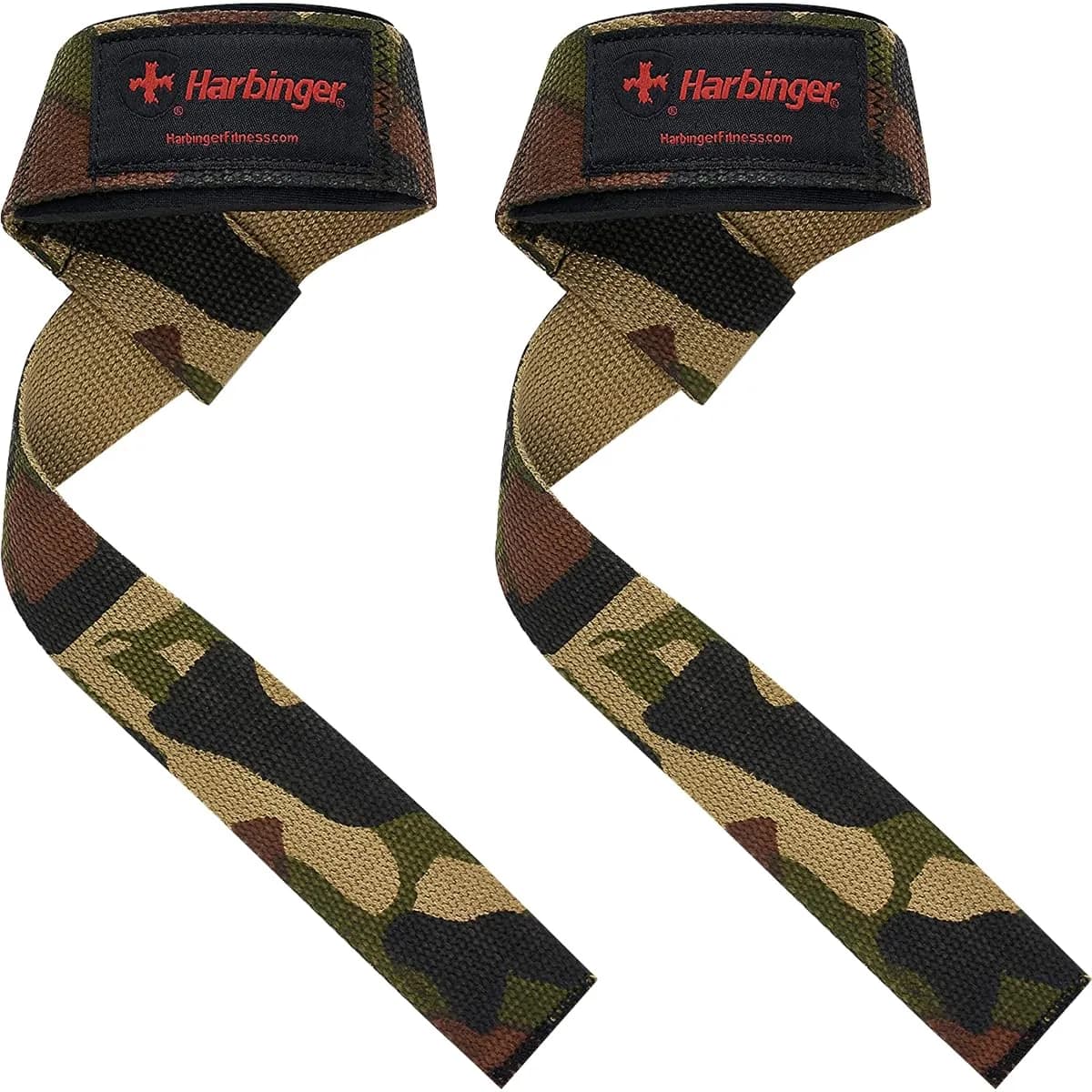 Harbinger Padded Cotton Lifting Straps with NeoTek Cushioned Wrist (Pair, Camo) | 53 cm (21.5 in) Length