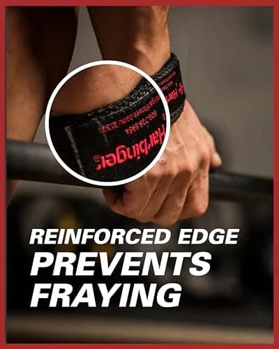 Harbinger Padded Cotton Weight Lifting Straps with NeoTek Cushioned Wrist (Pair, Flag) 41cm (1.5") | Strength Training Support thumbnail 6