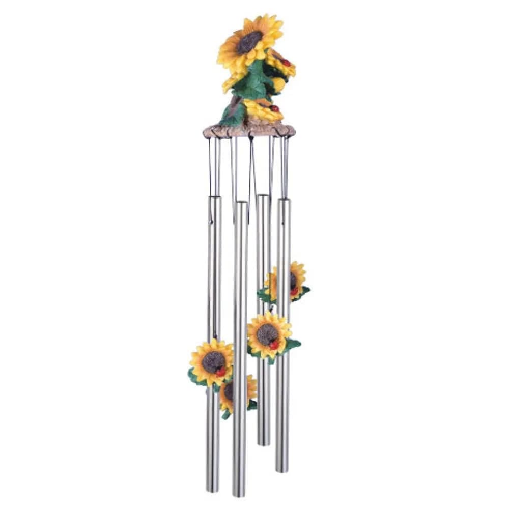 StealStreet Sunflower Wind Chime 57cm (23 inches) | Copper & Polyresin Garden Decor — Yellow
