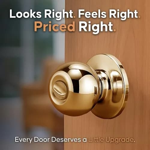 Copper Creek Privacy Interior Door Knob – ANSI Grade-3 Certified, Heavy Duty Handle, Easy Install, Reversible, Polished Brass (1 Pack) thumbnail 2