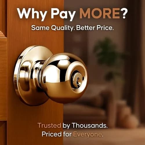 Copper Creek Entry Door Knob – Keyed Entry Handle with Lock and Key, ANSI Grade-3 Certified, DIY-Friendly Install for Interior and Exterior Doors – Polished Brass (1 Pack) thumbnail 6