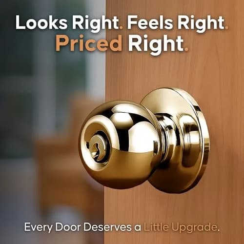 Copper Creek Entry Door Knob – Keyed Entry Handle with Lock and Key, ANSI Grade-3 Certified, DIY-Friendly Install for Interior and Exterior Doors – Polished Brass (1 Pack) thumbnail 2