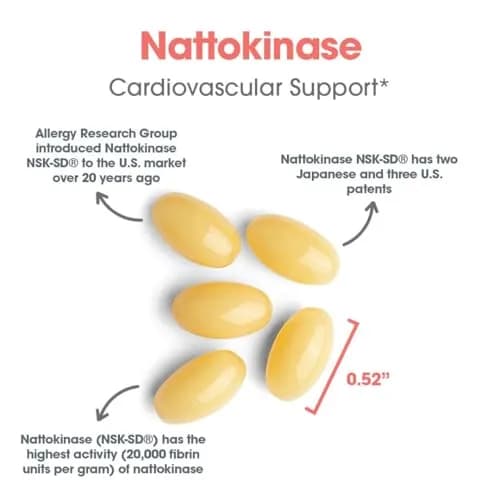 Allergy Research Group Nattokinase Supplement NSK-SD 2000 FU, 100mg | Supports Cardiovascular & Circulatory Health, 60 Softgels thumbnail 5