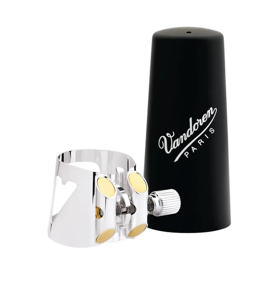 Vandoren Optimum Ligature and Cap for Soprano Saxophone Gilded Black | USA Import for Indian Musicians — black