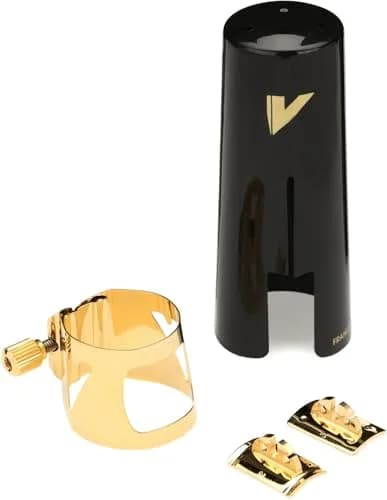 Vandoren Optimum Gold-Gilded Baritone Saxophone Ligature & Cap | Precise Tightening for Full Range thumbnail 1