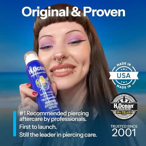 H2Ocean Piercing Aftercare Spray Blue Sea Salt 44ml (1.5 Fl Oz) | Sterile Saline Solution for Piercings thumbnail 3