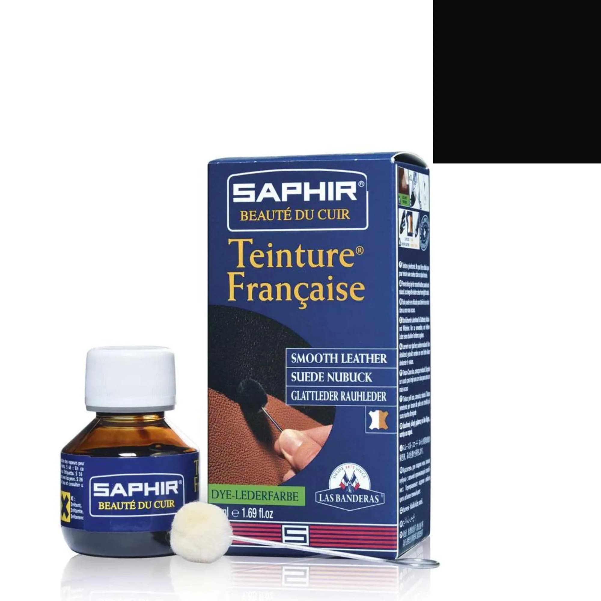 Saphir Teinture Française Leather Dye 50ml | Professional Recoloring for Leather, Suede & Nubuck, Black - main product image
