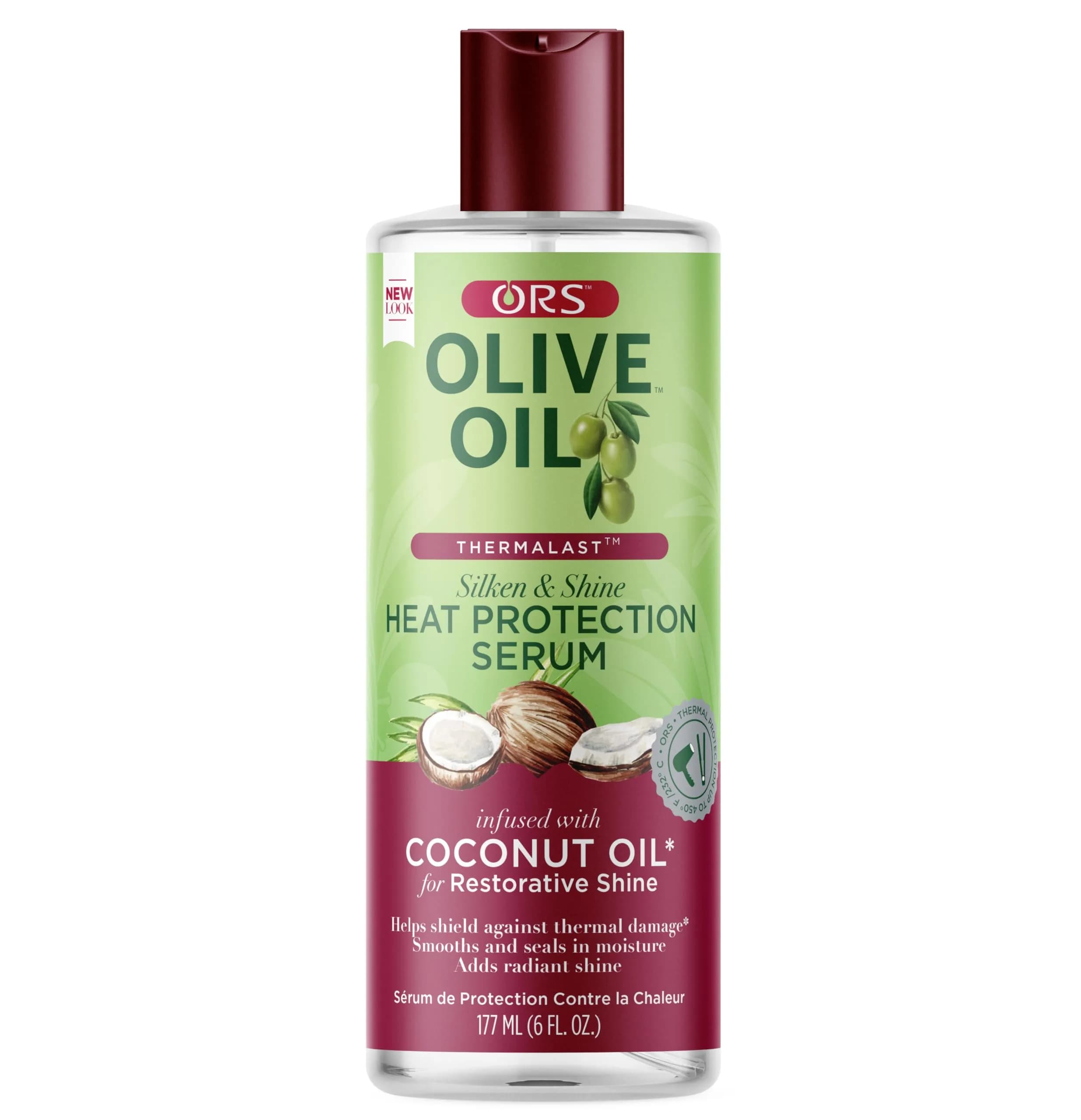 ORS Olive Oil Heat Protection Hair Serum with Coconut Oil 177ml (6 fl oz) | Shields Hair from Heat Damage