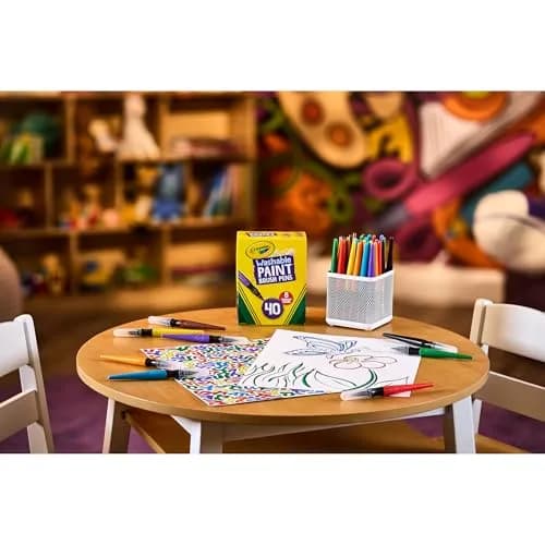 Crayola No-Drip Paint Brush Pens, Assorted Colors Set, 40 Count, 8 Classic Colors | Washable, Non-Toxic Art Pens for Kids & Teens thumbnail 3