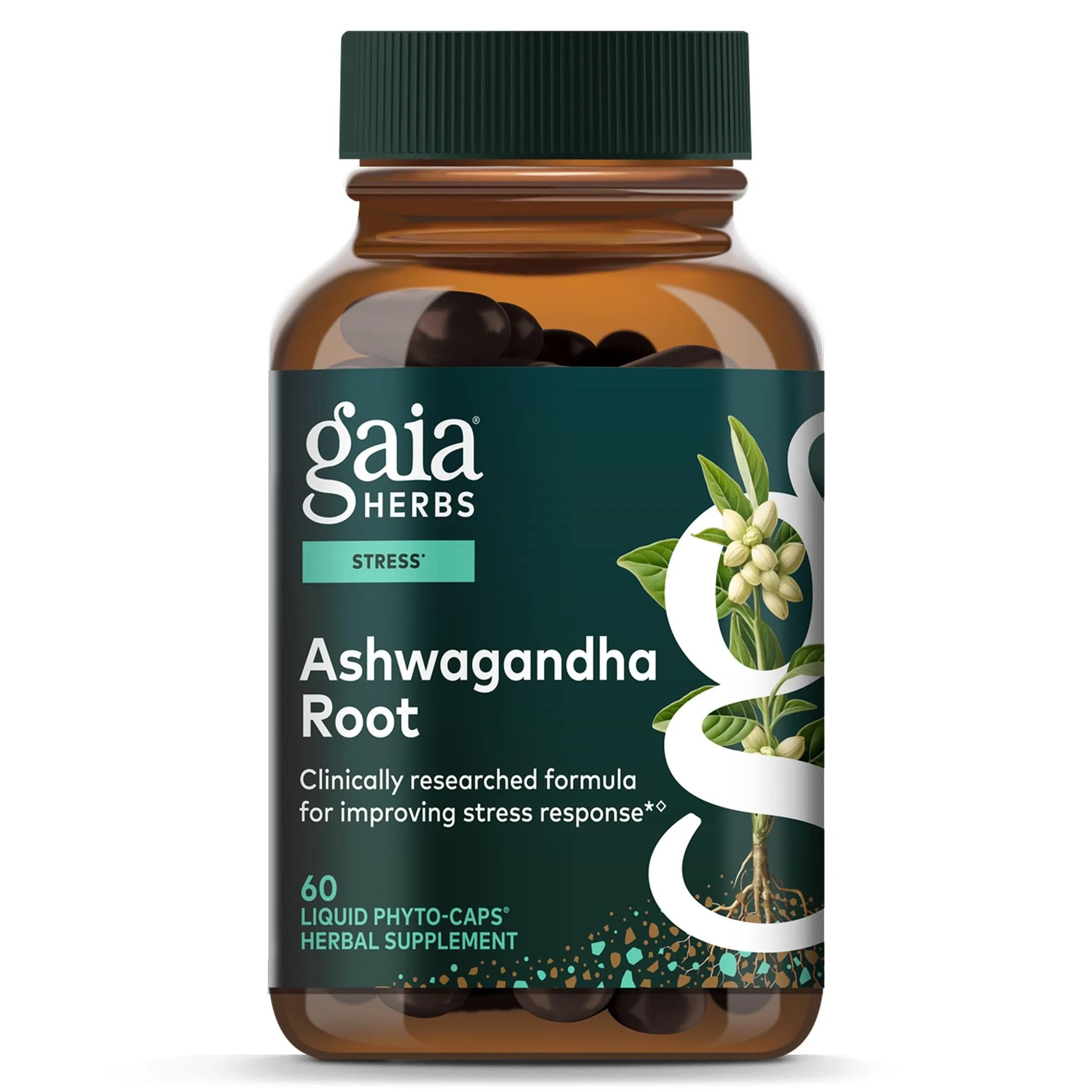 Gaia Herbs Ashwagandha Root 350 mg | Supports Stress & Sleep, Organic, Vegan