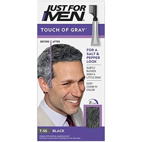 Just for Men Touch Of Gray Hair Color, Black-Gray 6 Pack | Natural Salt & Pepper Blend thumbnail 1
