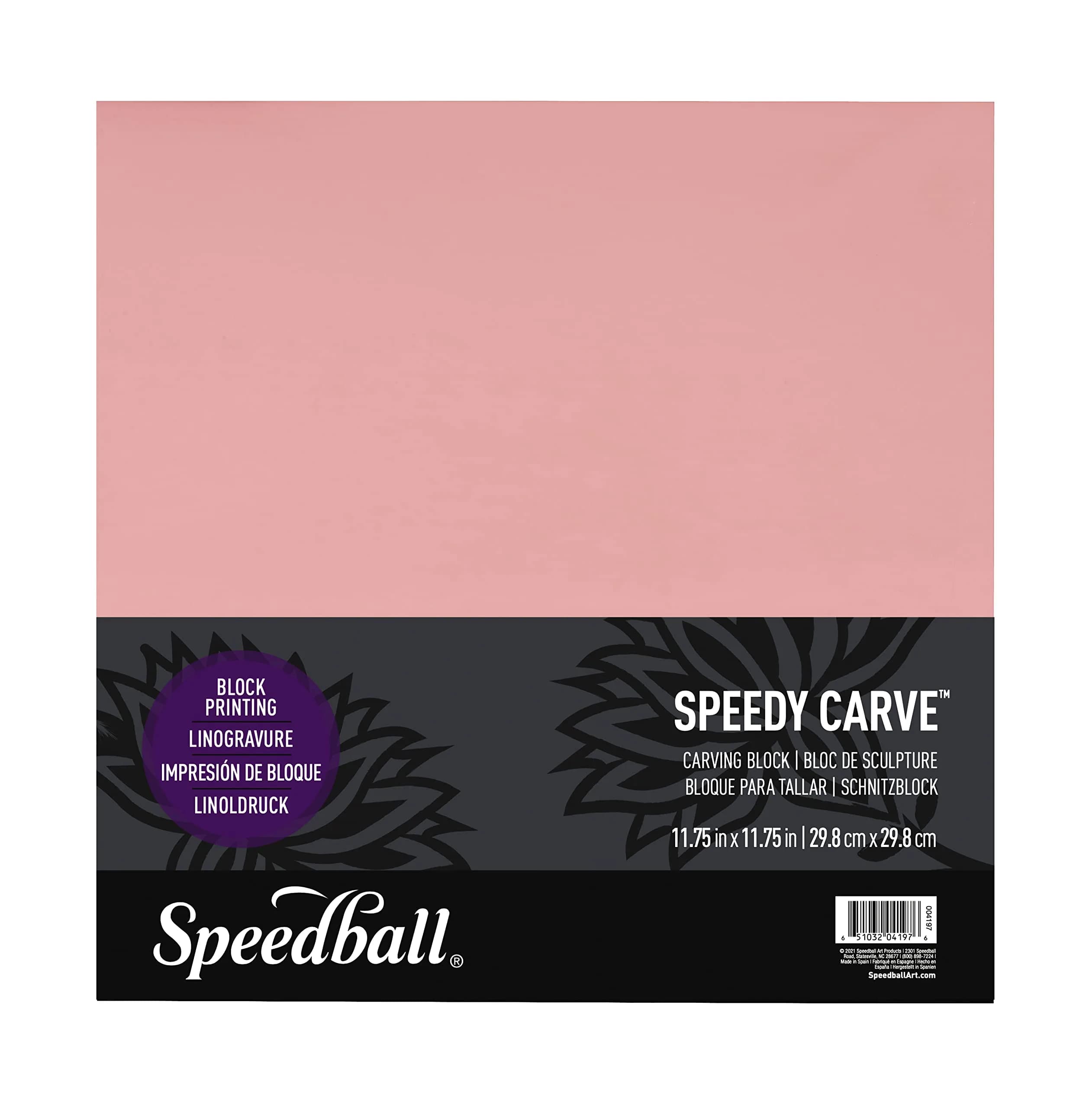 Speedball Speedy-Carve Linocut Block 29.8 cm (11.75 in) | Easy Carving Pink Rubber for Printmaking & Stamps