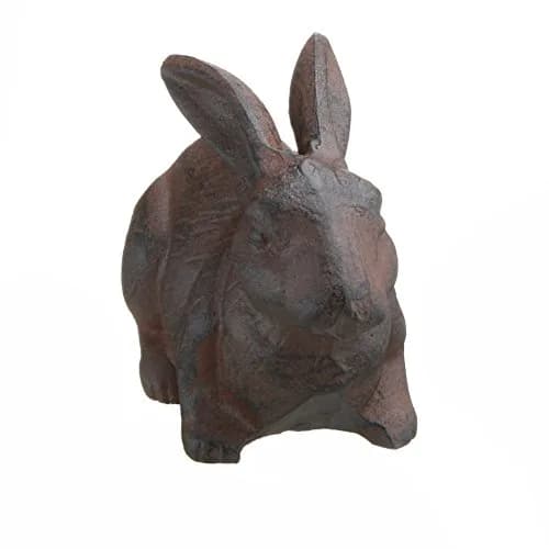 Inside Out Innovative Designs Cast Iron Rabbit Garden Statue 18cm (7"L) | Weather-Resistant Rust Finish thumbnail 3
