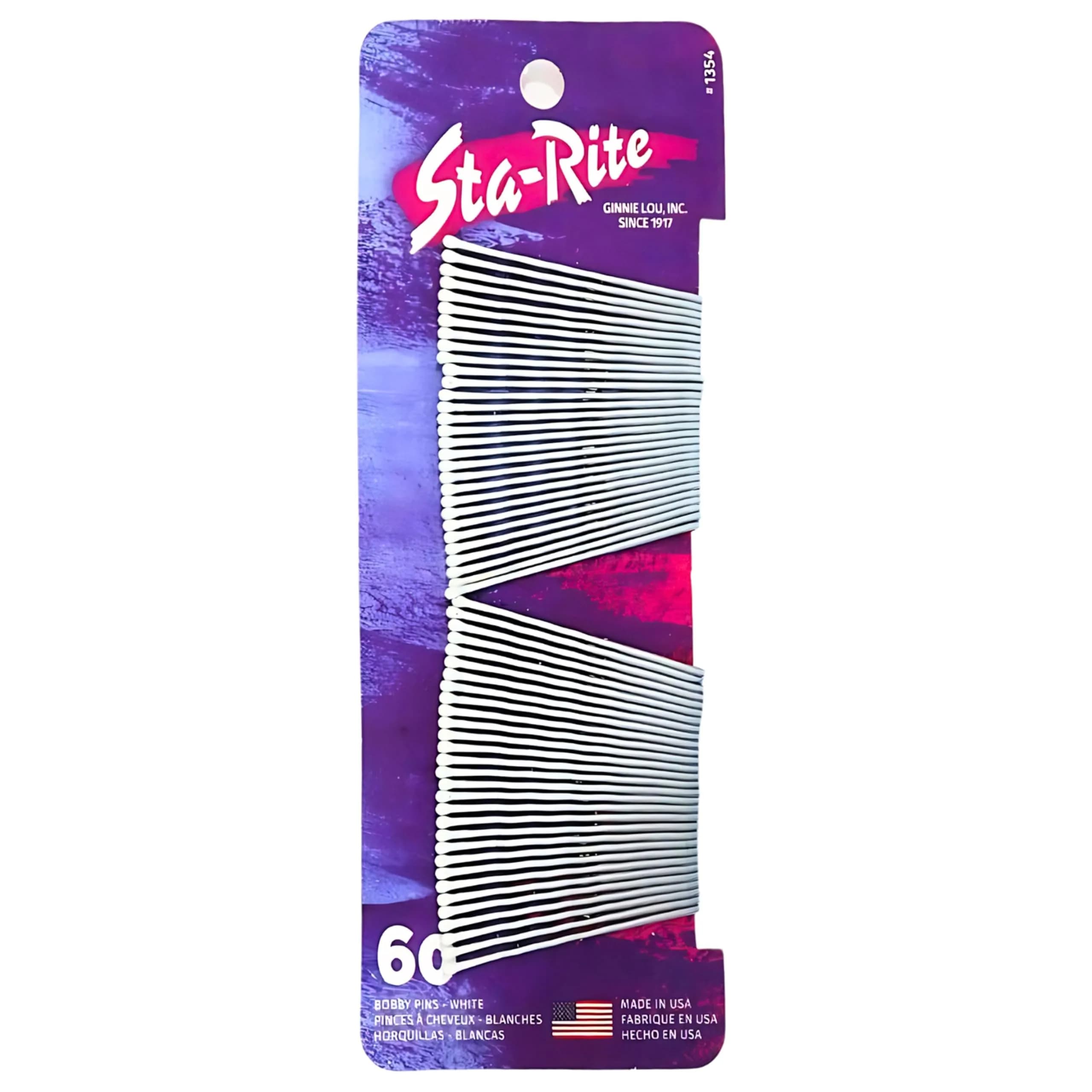 Sta-Rite White Bobby Pins 60 Count | Secure Hold for Bridal & Performance Styles — White