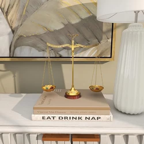 deco 79 Metal Small Vintage Style Decorative Scales with Floral Accents 12" x 4" x 12" | Elegant Home Decor thumbnail 2