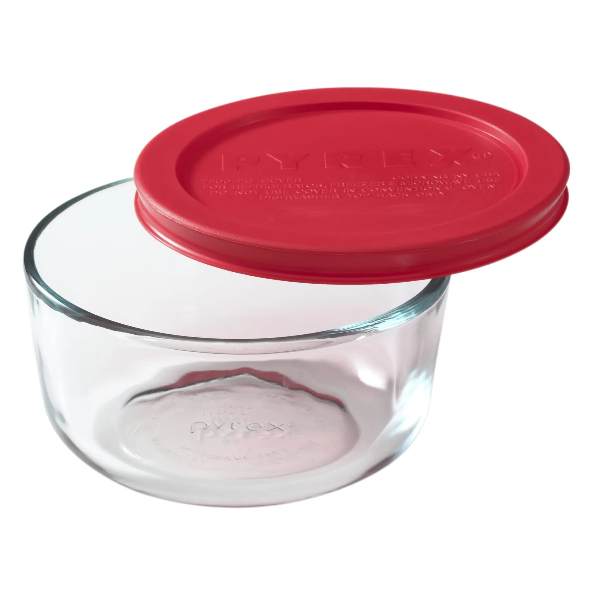Pyrex 3-Cup Rectangular Glass Food Storage Container with Lid, 712ml (24 Fl Oz) | Airtight & Leak-Resistant for Indian Kitchens — Red / 2 Cup / Round