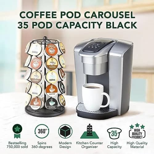 Nifty Solutions ITEM_STAND Black Item Stand | 35 K Cup Capacity, 360° Spin, Modern Counter Organizer thumbnail 5