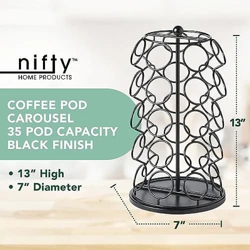 Nifty Solutions ITEM_STAND Black Item Stand | 35 K Cup Capacity, 360° Spin, Modern Counter Organizer thumbnail 2