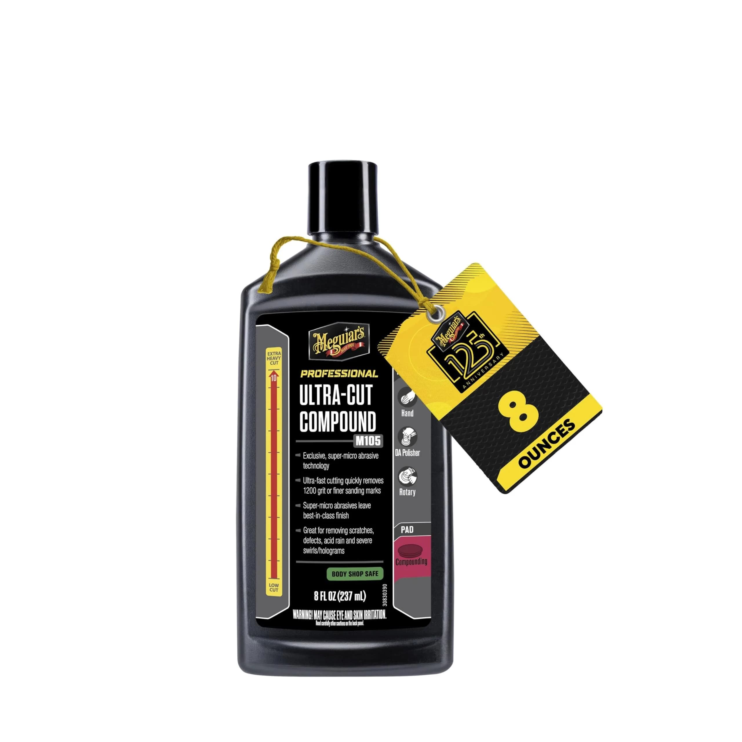Meguiar's Mirror Glaze M105 Ultra-Cut Compound 237ml (8 oz) | Heavy Cut for Scratches & Swirls