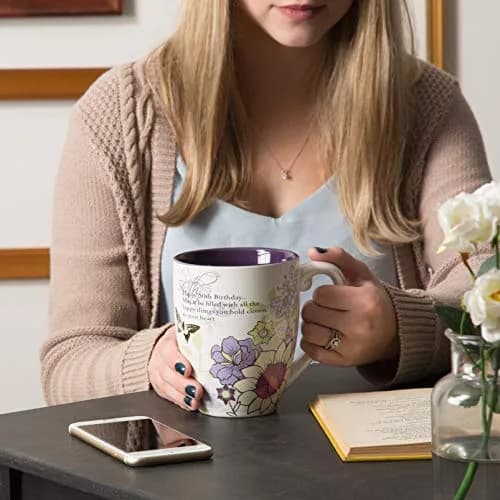 Pavilion Gift Company 50th Birthday Mug 20oz | Elegant Floral Design for Special Occasions thumbnail 5