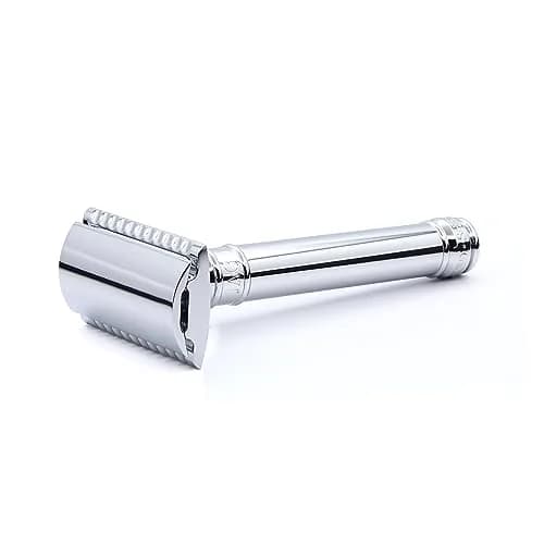 Edwin Jagger DE89BL Chrome Double Edge Safety Razor for Men | Classic Design, Brass Handle, Single Blade thumbnail 2