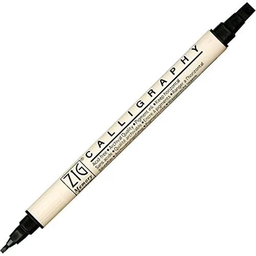 Kuretake Zig Memory System Calligraphy Marker Pure Black | Twin-tip, Water-based Ink, Archival Quality thumbnail 1