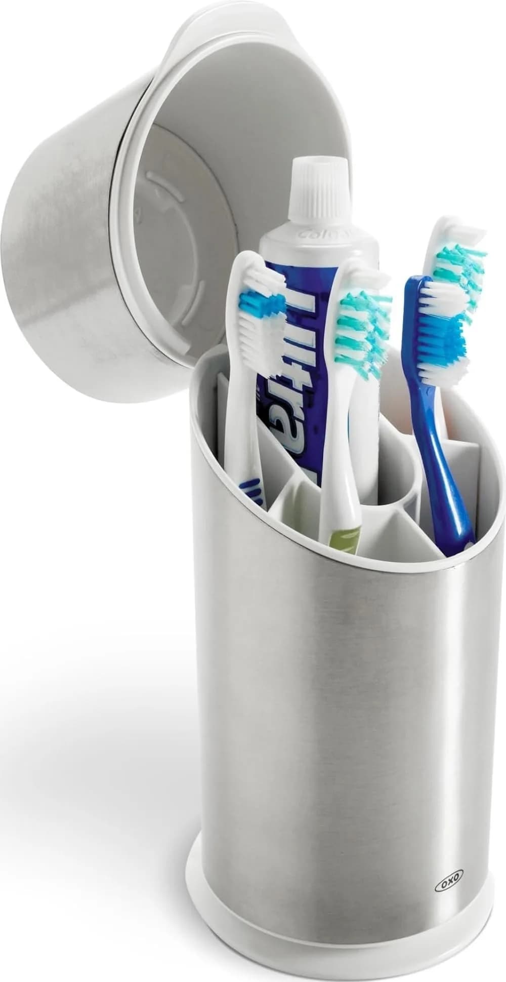 OXO Good Grips Bathroom Toothbrush Holder Set - Stainless Steel | Compact, Hygienic & Durable - main product image